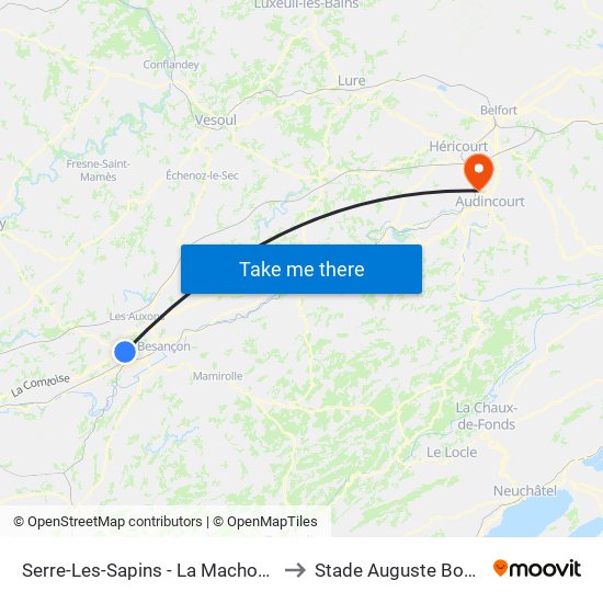 Serre-Les-Sapins - La Machotte to Stade Auguste Bonal map