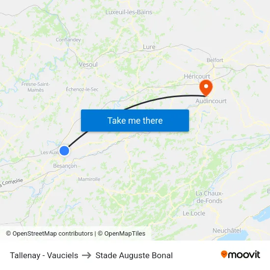 Tallenay - Vauciels to Stade Auguste Bonal map