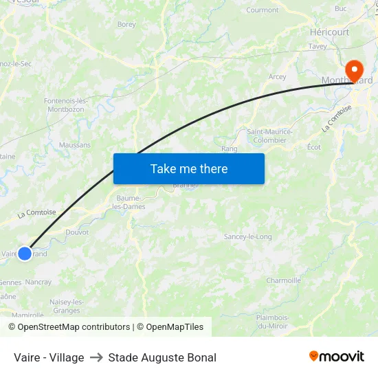 Vaire - Village to Stade Auguste Bonal map