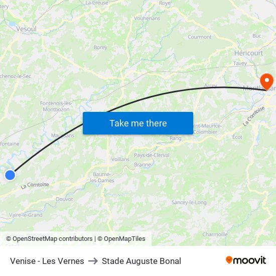 Venise - Les Vernes to Stade Auguste Bonal map