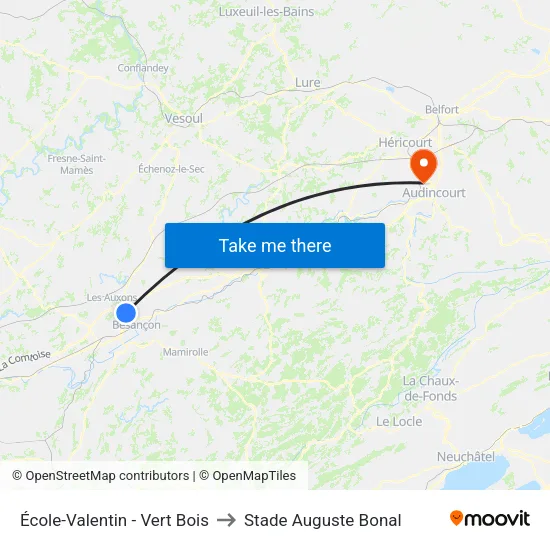 École-Valentin - Vert Bois to Stade Auguste Bonal map