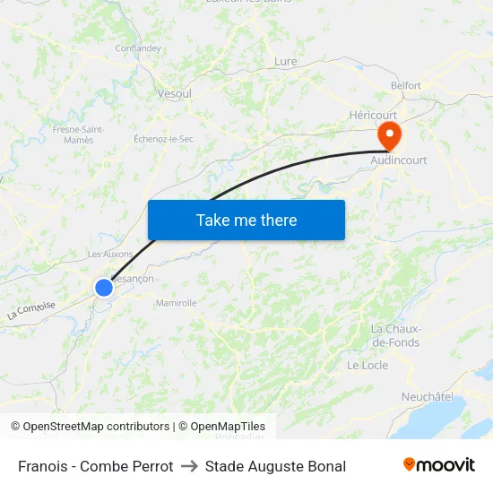 Franois - Combe Perrot to Stade Auguste Bonal map