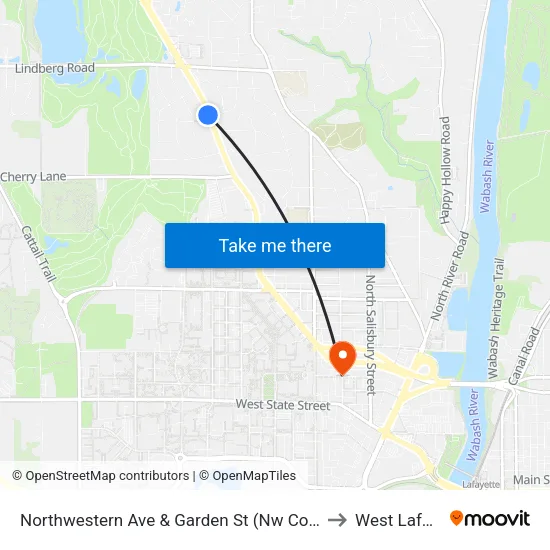 Northwestern Ave & Garden St (Nw Corner): Bus629 to West Lafayette map