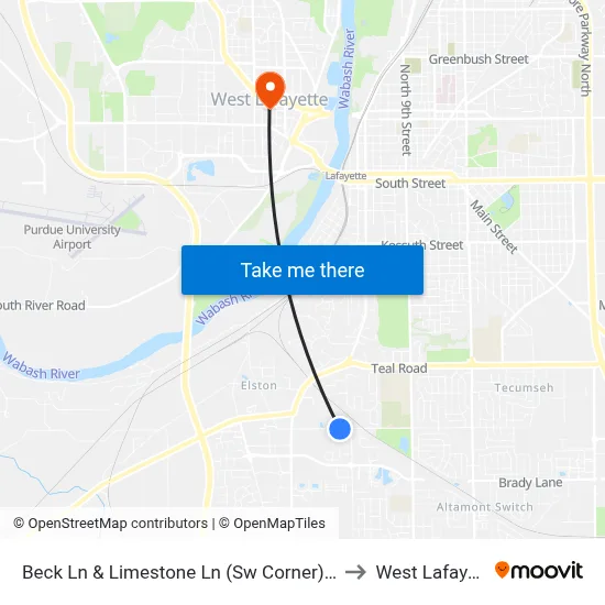 Beck Ln & Limestone Ln (Sw Corner): 5904 to West Lafayette map