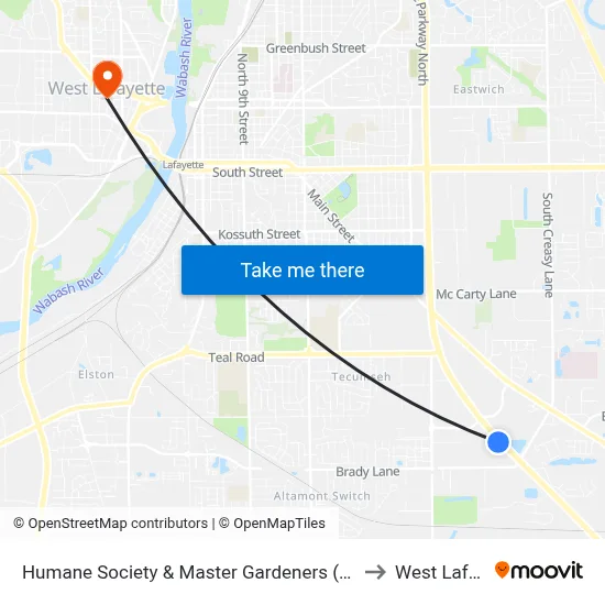Humane Society & Master Gardeners (Sw Corner):6021 to West Lafayette map