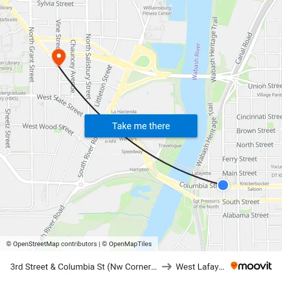 3rd Street & Columbia St (Nw Corner): 6037 to West Lafayette map