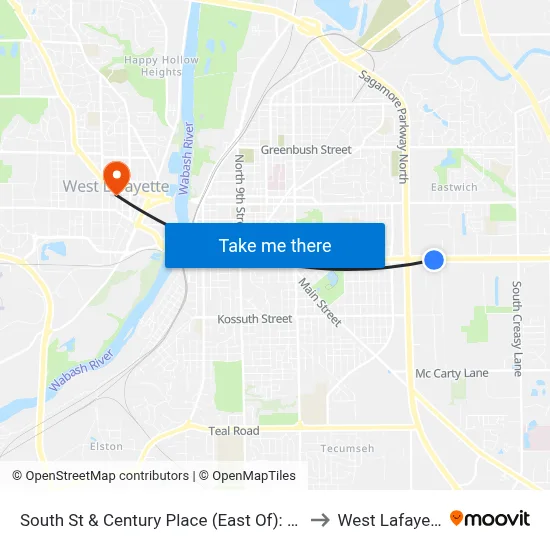 South St & Century Place (East Of): 6042 to West Lafayette map