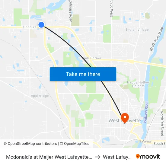 Mcdonald's at Meijer West Lafayette: 6045 to West Lafayette map