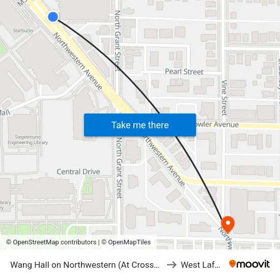 Wang Hall on Northwestern (At Crosswalk): Bus295 to West Lafayette map