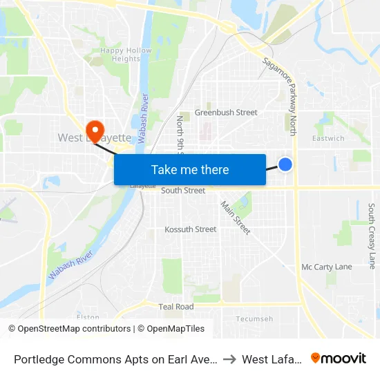 Portledge Commons Apts on Earl Ave: Bus507w to West Lafayette map