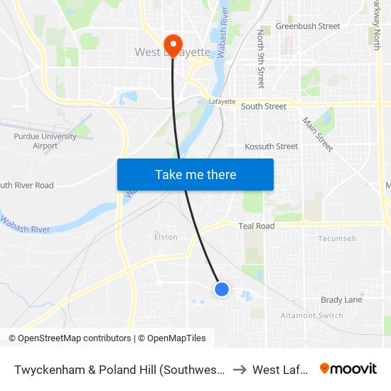 Twyckenham & Poland Hill (Southwest Of): Bus703s to West Lafayette map