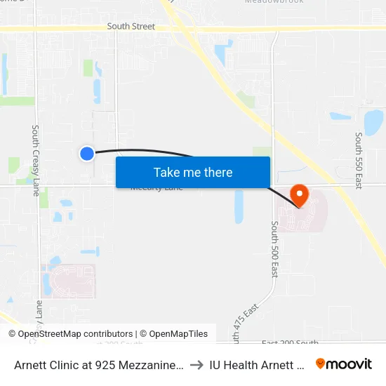 Arnett Clinic at 925 Mezzanine Dr: Bus601 to IU Health Arnett Hospital map