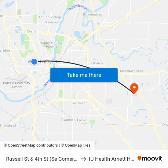 Russell St & 4th St (Se Corner); Bus810 to IU Health Arnett Hospital map