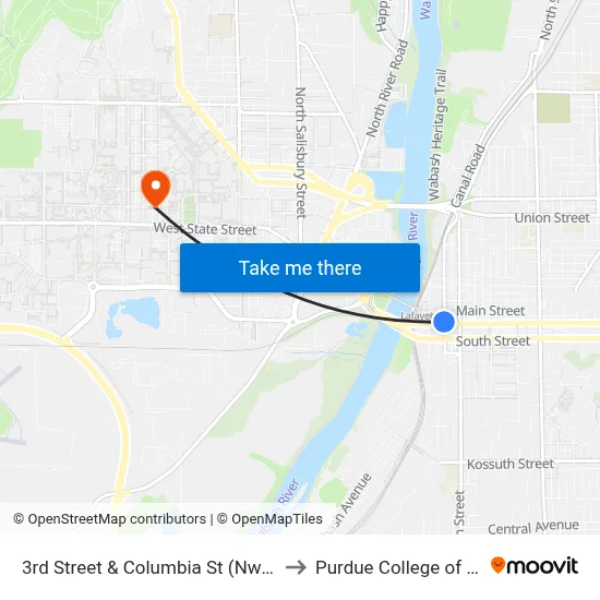 3rd Street & Columbia St (Nw Corner): 6037 to Purdue College of Education map