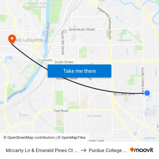Mccarty Ln & Emerald Pines Ct (Ne Corner): Bus774n to Purdue College of Education map