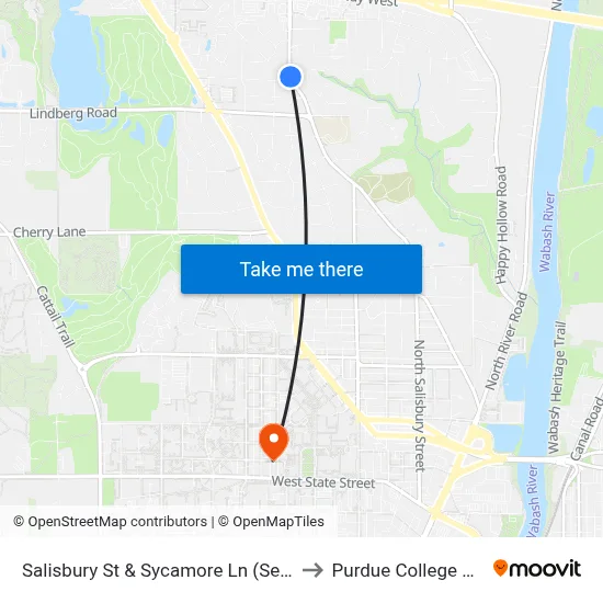 Salisbury St & Sycamore Ln (Se Corner): Bus633se to Purdue College of Education map
