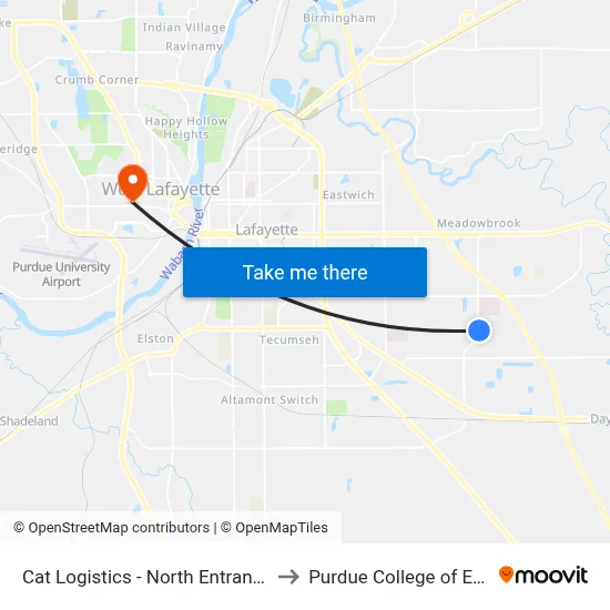 Cat Logistics - North Entrance: Bus981 to Purdue College of Education map