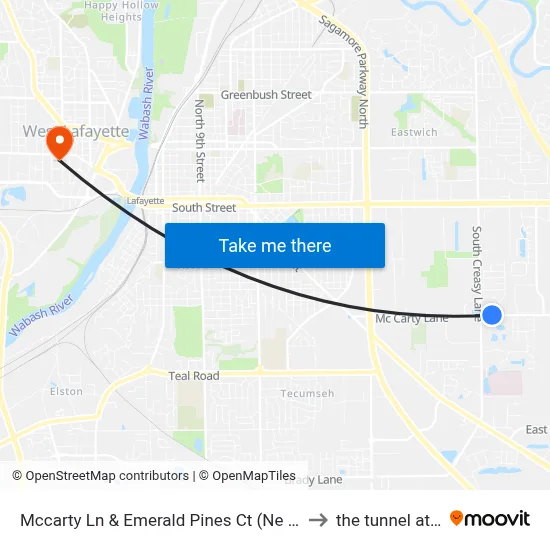 Mccarty Ln & Emerald Pines Ct (Ne Corner): Bus774n to the tunnel at purdue map