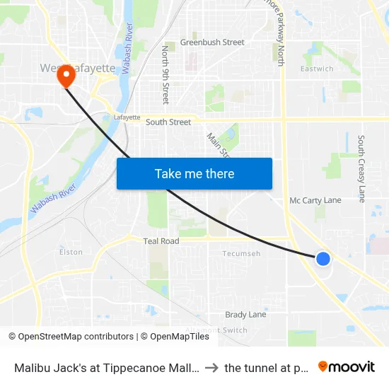 Malibu Jack's at Tippecanoe Mall: Bus676 to the tunnel at purdue map