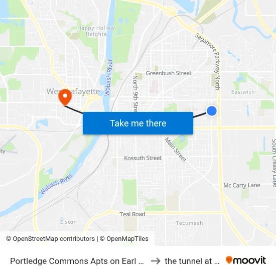 Portledge Commons Apts on Earl Ave: Bus507w to the tunnel at purdue map