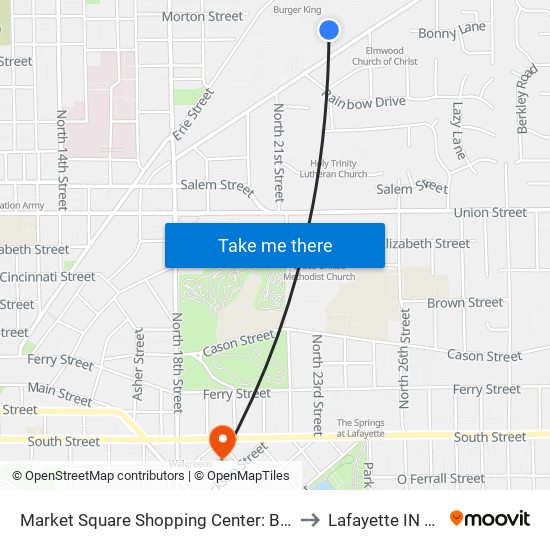 Market Square Shopping Center: Bus835 to Lafayette IN USA map