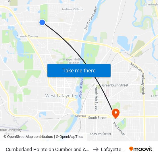 Cumberland Pointe on Cumberland Ave(South): Bus133 to Lafayette IN USA map