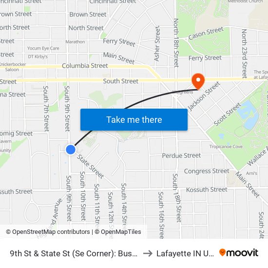 9th St & State St (Se Corner): Bus279 to Lafayette IN USA map