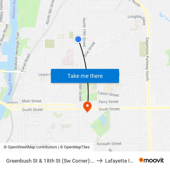 Greenbush St & 18th St (Sw Corner): Bus330sw to Lafayette IN USA map