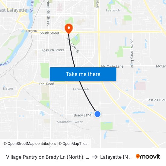 Village Pantry on Brady Ln (North): Bus961 to Lafayette IN USA map