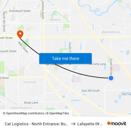 Cat Logistics - North Entrance: Bus981 to Lafayette IN USA map