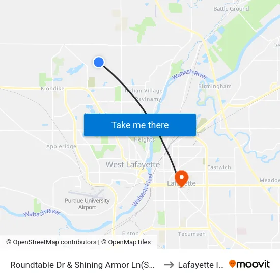 Roundtable Dr & Shining Armor Ln(Sw Corner):Bus157 to Lafayette IN USA map