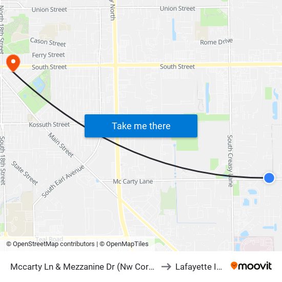 Mccarty Ln & Mezzanine Dr (Nw Corner):  Bus965 to Lafayette IN USA map