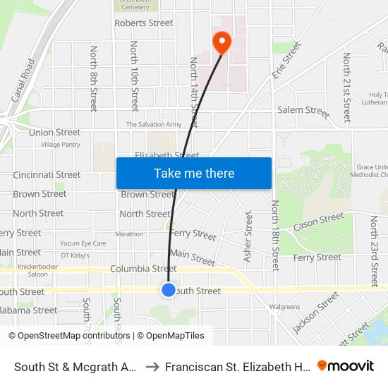 South St & Mcgrath Ave (West Of): Bus661 to Franciscan St. Elizabeth Health - Lafayette Central map