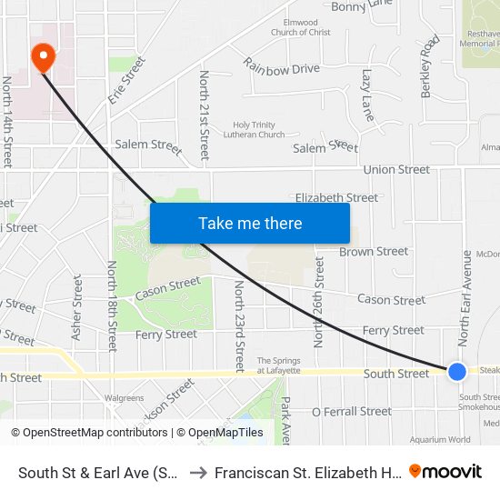 South St & Earl Ave (Sw Corner): Bus696sw to Franciscan St. Elizabeth Health - Lafayette Central map