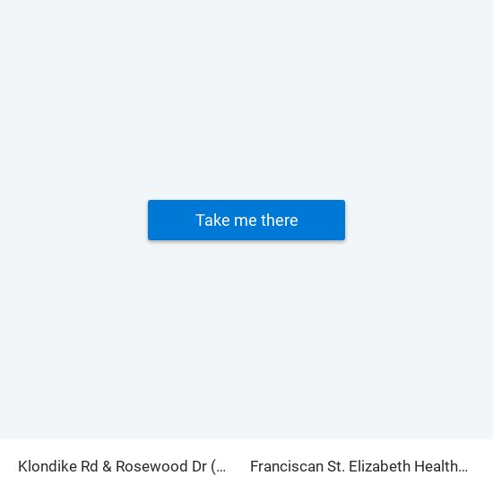 Klondike Rd & Rosewood Dr (Nw Corner): Bus903 to Franciscan St. Elizabeth Health - Lafayette Central map