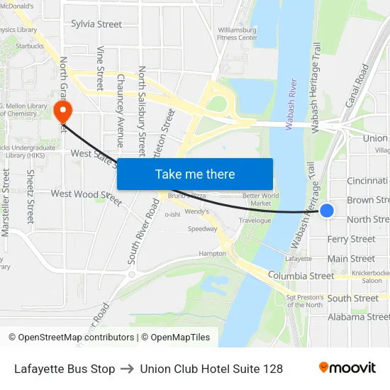 Lafayette Bus Stop to Union Club Hotel Suite 128 map