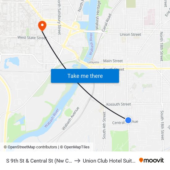 S 9th St & Central St (Nw Corner) to Union Club Hotel Suite 128 map