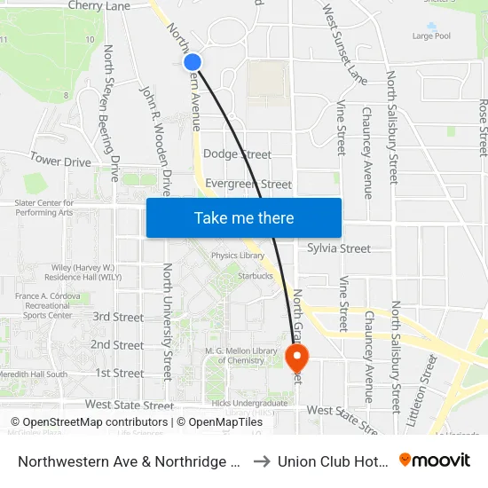 Northwestern Ave & Northridge Dr(Se Corner):Bus203 to Union Club Hotel Suite 128 map