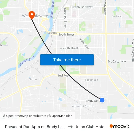 Pheasant Run Apts on Brady Ln (South): Bus301s to Union Club Hotel Suite 128 map