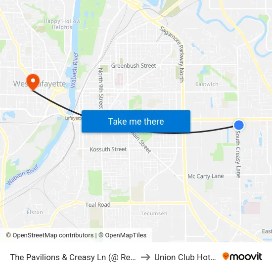 The Pavilions & Creasy Ln (@ Regions Bank): Bus762 to Union Club Hotel Suite 128 map