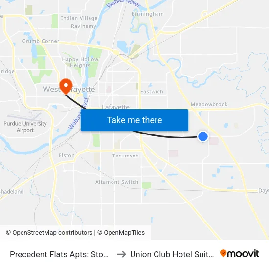 Precedent Flats Apts: Stop 1515 to Union Club Hotel Suite 128 map