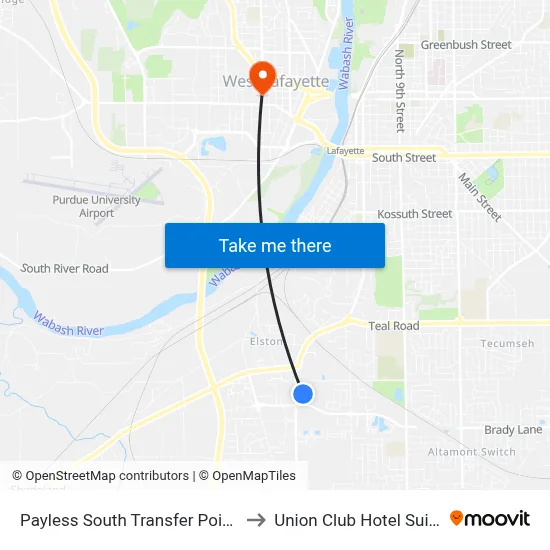 Payless South Transfer Point: 5555 to Union Club Hotel Suite 128 map
