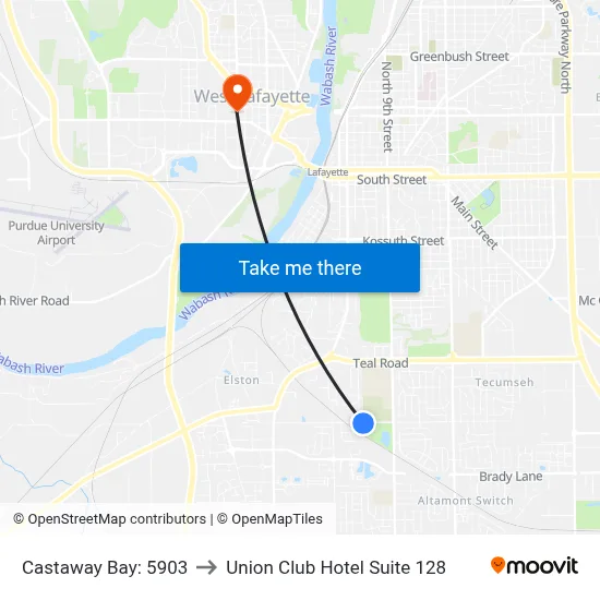 Castaway Bay: 5903 to Union Club Hotel Suite 128 map