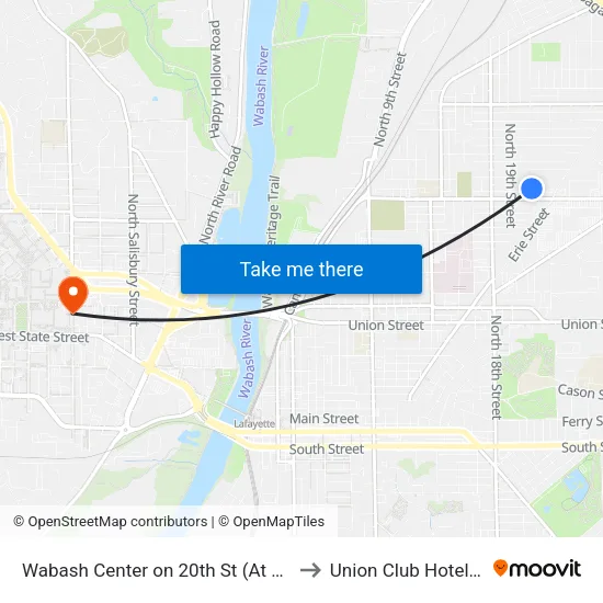 Wabash Center on 20th St (At Shelter): Bus850 to Union Club Hotel Suite 128 map