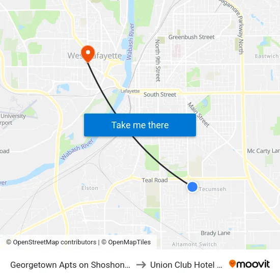 Georgetown Apts on Shoshone Dr: Bus469s to Union Club Hotel Suite 128 map