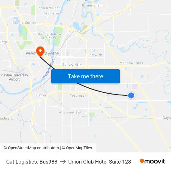 Cat Logistics: Bus983 to Union Club Hotel Suite 128 map