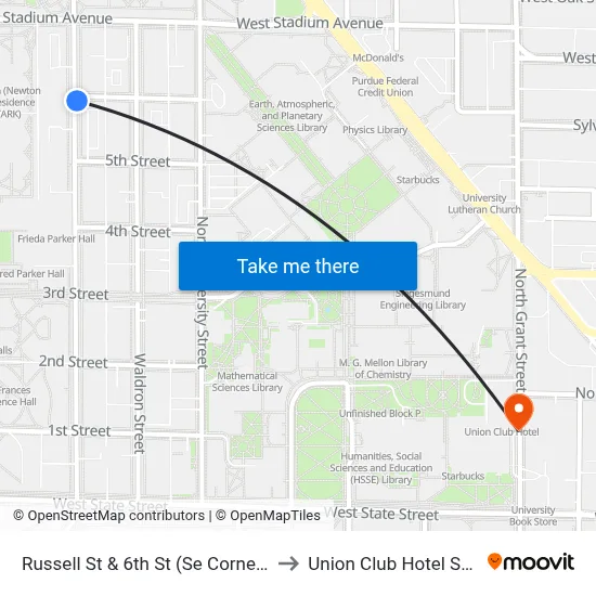 Russell St & 6th St (Se Corner): Bus800 to Union Club Hotel Suite 128 map
