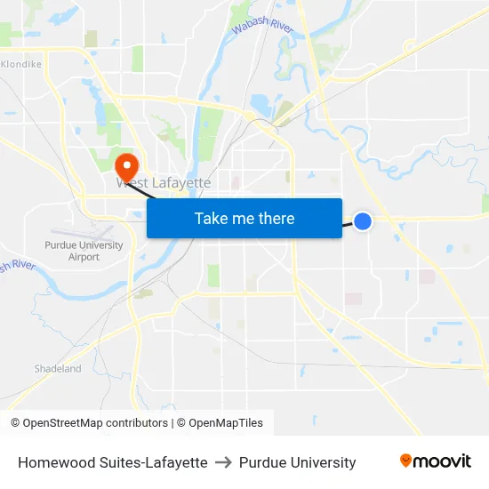 Homewood Suites-Lafayette to Purdue University map