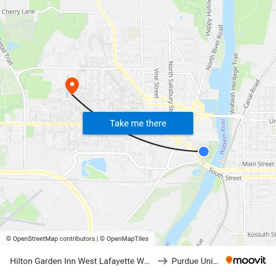Hilton Garden Inn West Lafayette Wabash Landing to Purdue University map