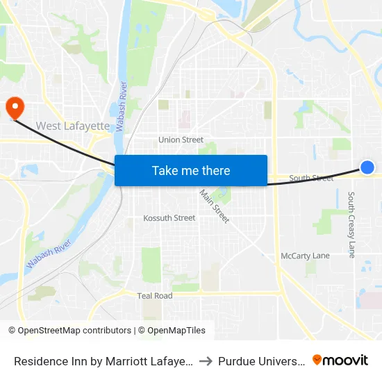 Residence Inn by Marriott Lafayette to Purdue University map